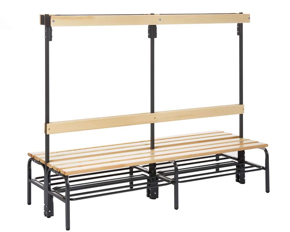 Changing Room Benches Double-Sided with Wooden Seat