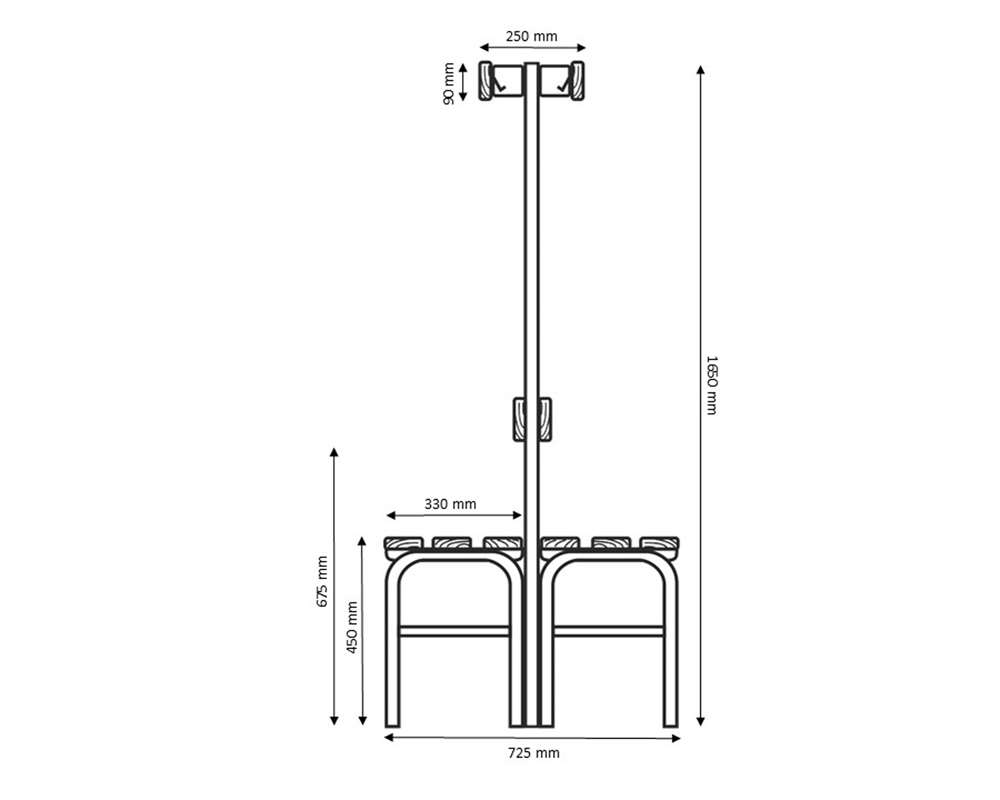 Changing bench two sided with Backrest Seat Aluminium